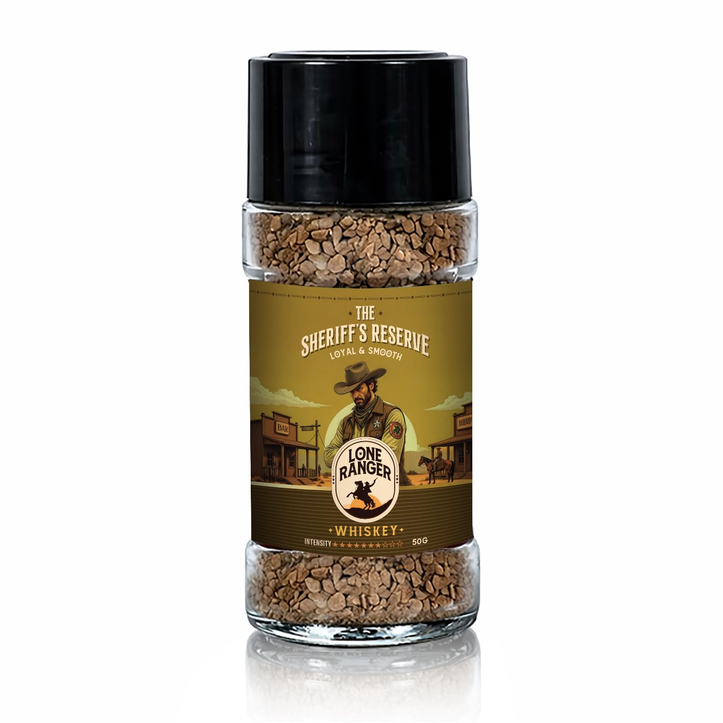 Lone Ranger, Whiskey Instant coffee (50gm) The Sheriff's Reserve 100% Pure Arabica | Freeze Dried | Drink Hot or Cold