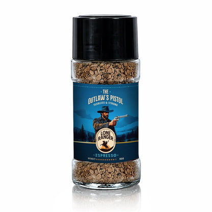 Lone Ranger Espresso Instant coffee | The Outlaw's Pistol 100% Pure Arabica | Freeze Dried | Drink Hot or Cold