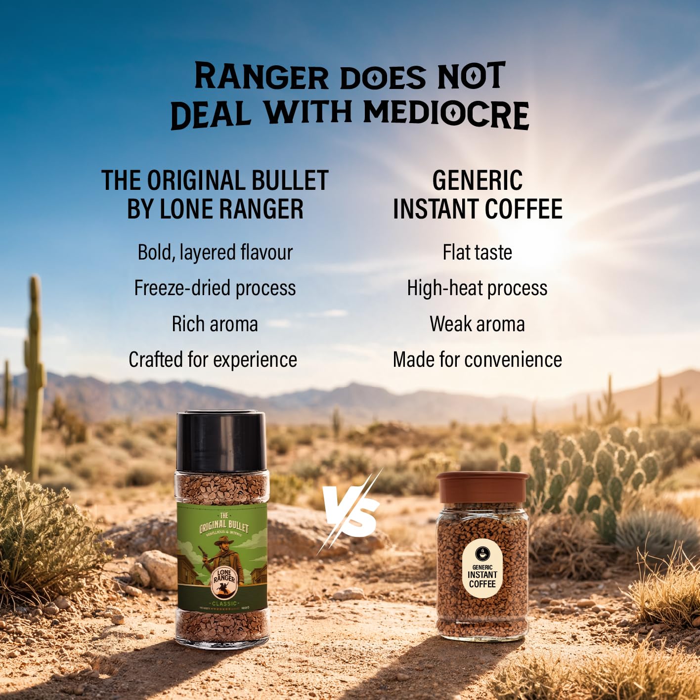 Lone Ranger Classic Instant coffee |The Original Bullet 100% Pure Arabica | Freeze Dried | Drink Hot or Cold