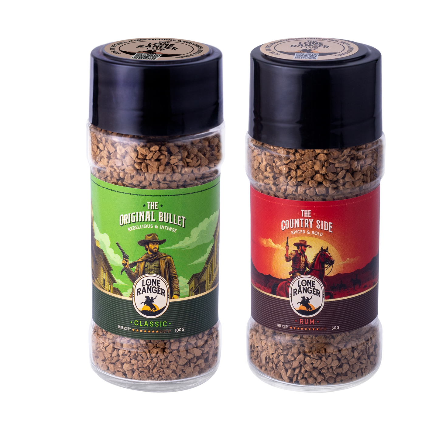Lone Ranger Coffee Combo | Classic + Rum Flavored Instant Coffee | Each 50g | Pack of 2 | Freeze Dried