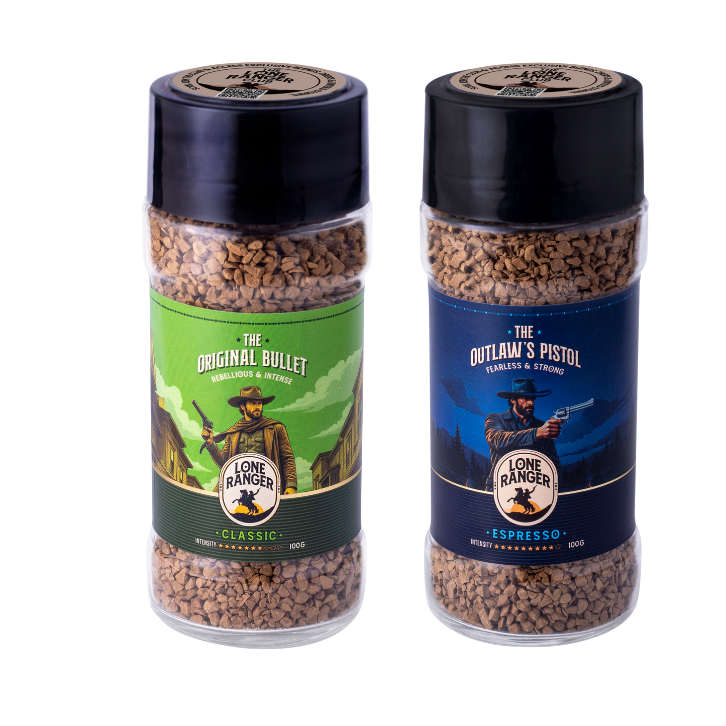 Lone Ranger Strong Coffee Combo | Classic + Espresso Instant Coffee | Each 50g | Pack of 2 | Freeze Dried