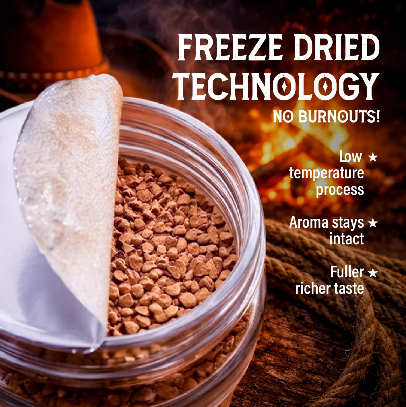 Lone Ranger Smokey Cinnamon Instant coffee (50gm) | The Fireside Toast 100% Pure Arabica | Freeze Dried | Hot or Cold