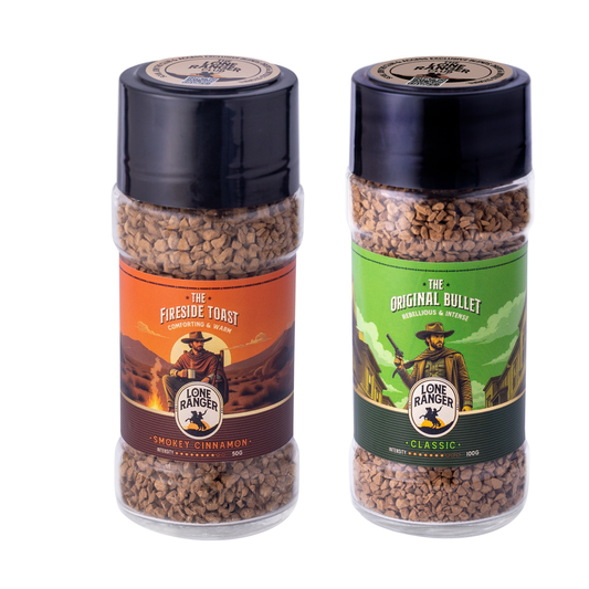 Lone Ranger Coffee Combo | Classic + Smokey Cinnamon Instant Coffee | Each 50g | Pack of 2 | Freeze Dried