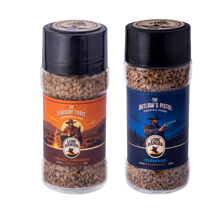 Lone Ranger Coffee Combo | Smokey Cinnamon + Espresso Instant Coffee | Each 50g | Pack of 2 | Freeze Dried
