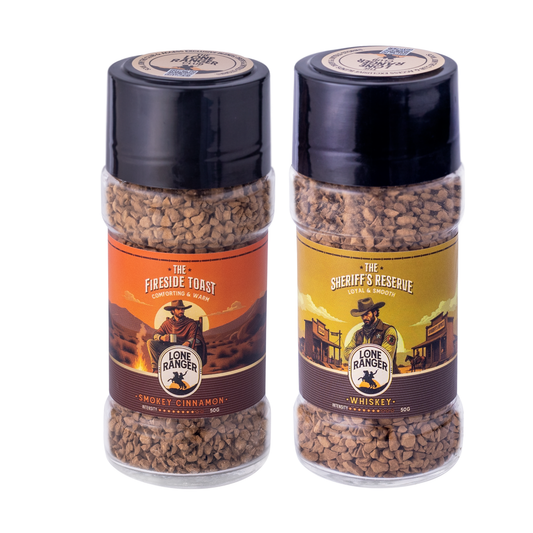 Lone Ranger Premium Coffee Combo | Smokey Cinnamon + Whiskey Instant Coffee | Each 50g | Pack of 2 | Freeze Dried