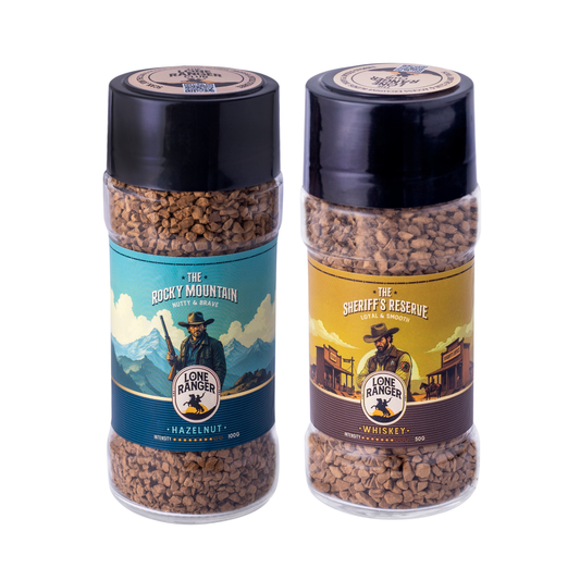 Lone Ranger Premium Coffee Combo | Hazelnut + Whiskey Instant Coffee | Each 50g | Pack of 2 | Freeze Dried